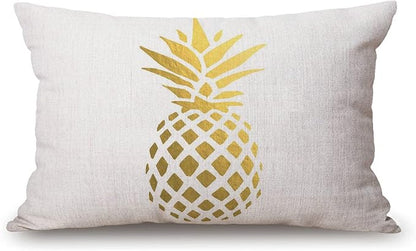 Solekla Tropical Pineapple Fruit Farmhouse Pillow Covers 12" x 20" Lumbar by Solekla