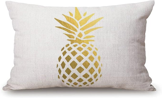 Solekla Tropical Pineapple Fruit Farmhouse Pillow Covers 12" x 20" Lumbar by Solekla