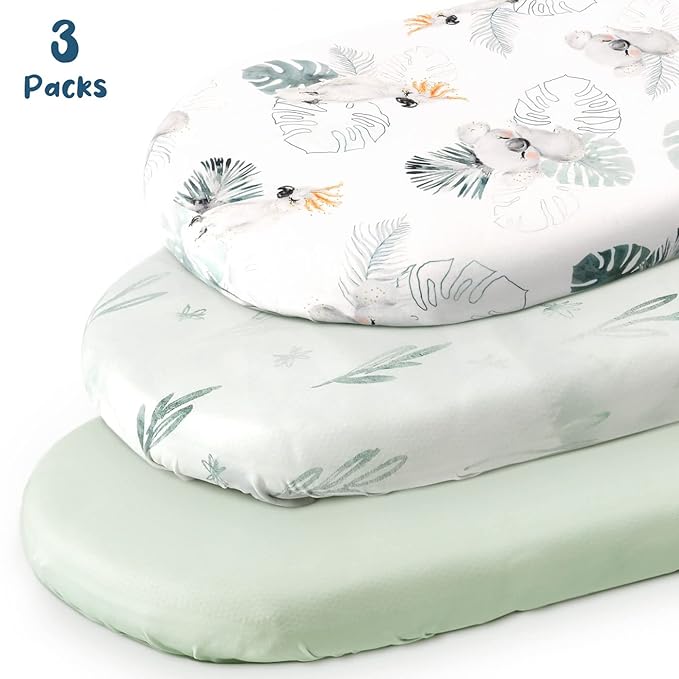 GRSSDER Stretch Ultra Soft Fitted Bassinet Sheets 3 Pack, Universal Fit - Image 2
