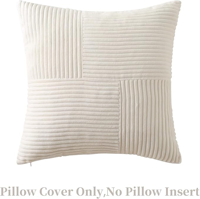 Cream Throw Pillow Covers 22x22 inch, Farmhouse Home Decor, Boho Decorative - Image 3