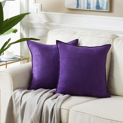 Fancy Homi 24x24 Pillow Covers, Super Soft Faux Suede Square Solid Cushion Cover - Image 6