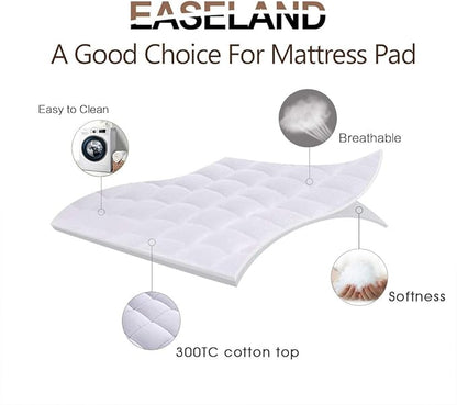EASELAND King Size Mattress Pad Pillow Top Mattress Cover Quilted Fitted - Image 2