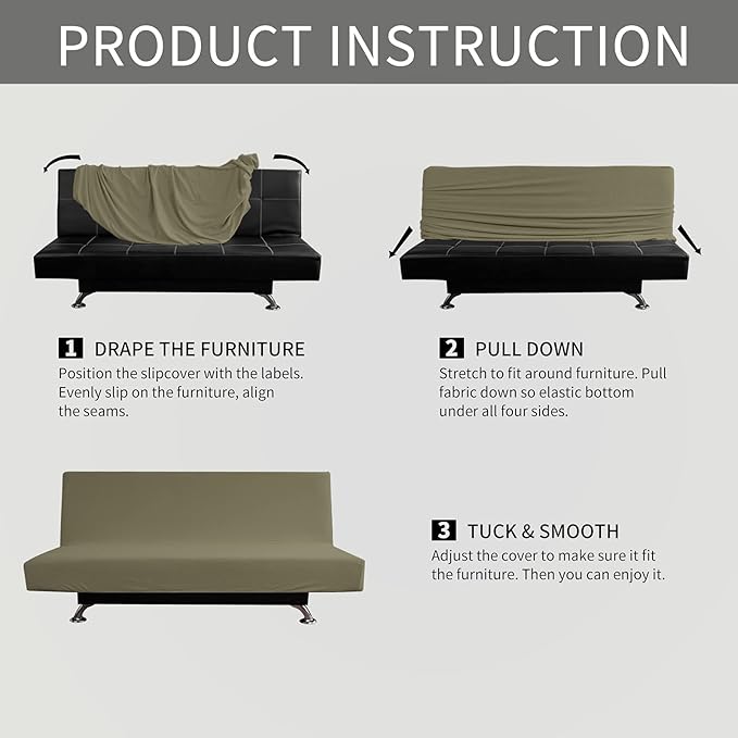 Easy-Going Stretch Futon Slipcover Armless Futon Bed Cover Furniture Protector - Image 6