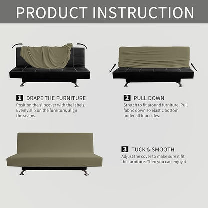 Easy-Going Stretch Futon Slipcover Armless Futon Bed Cover Furniture Protector - Image 6