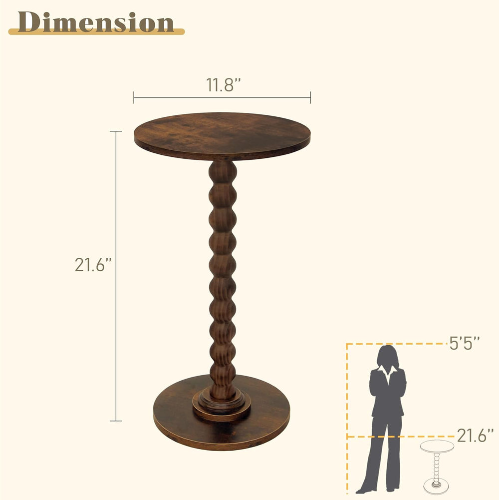 Round Side Table, Small Drink Table for Small Spaces, Modern Accent Nightstan...