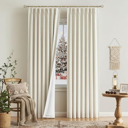 Vision Home Natural Pinch Pleated Full Blackout Curtains Linen Blended Room by VisionHome
