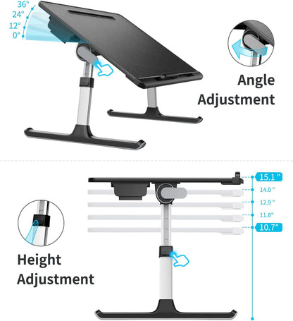 laptop lap desk for bed, saiji x-large adjustable, close-up detail