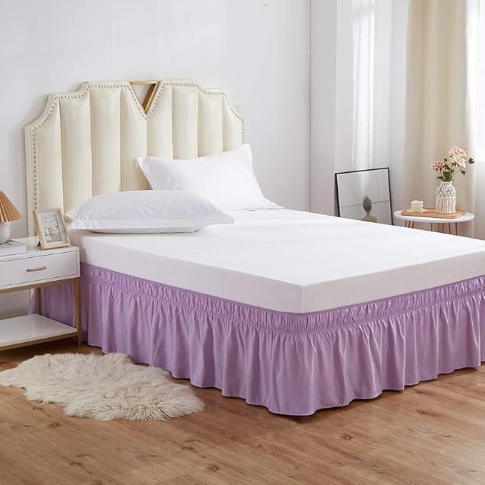 MEILA Wrap Around Bed Skirt Three Fabric Sides Elastic Dust Ruffled 14 Inch - Image 2