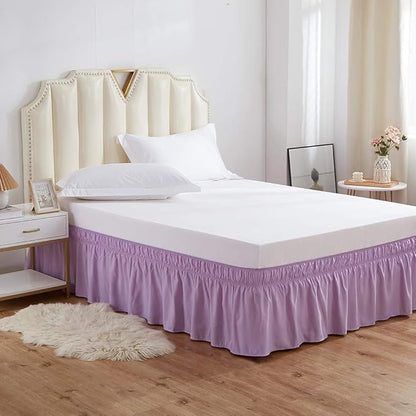 MEILA Wrap Around Bed Skirt Three Fabric Sides Elastic Dust Ruffled 14 Inch - Image 2