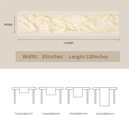 BALCONY & FALCON Beige Cheesecloth Table Runner 10FT 120 Inch Rustic & Boho - Image 3