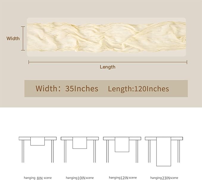 BALCONY & FALCON 2 Pack Beige Cheesecloth Table Runner 10FT 120 Inch Rustic & - Image 3