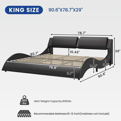 dictac king size bed frame with headboard and shown in use