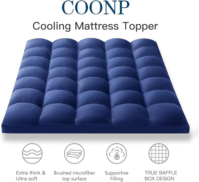 COONP California King Mattress Topper, Extra Thick Pillowtop, Cooling Plush - Image 2