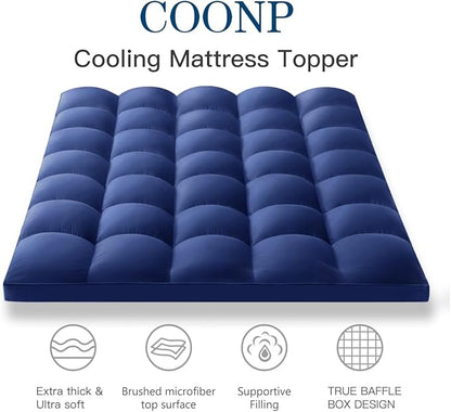 COONP California King Mattress Topper, Extra Thick Pillowtop, Cooling Plush - Image 2