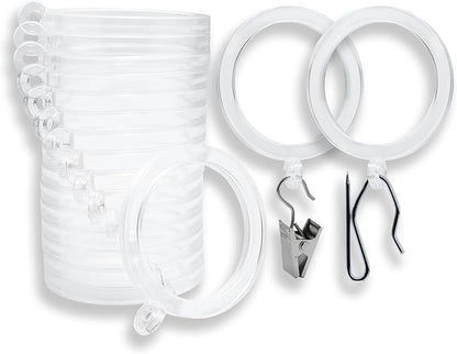 BlastHome® Luxury Curtain Rings – Premium Acrylic – Pinhooks and Clips Included by BlastHome