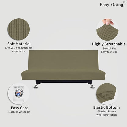 Easy-Going Stretch Futon Slipcover Armless Futon Bed Cover Furniture Protector - Image 3