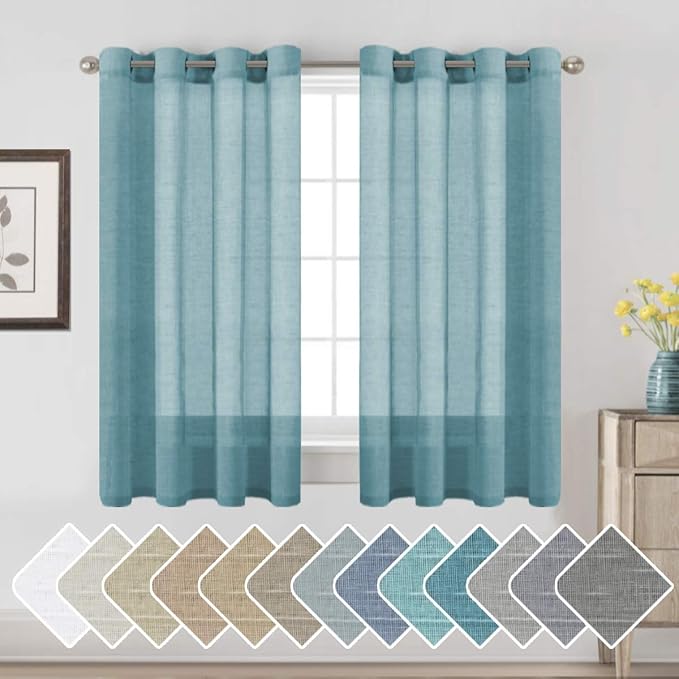 H.VERSAILTEX Linen Curtains Nickel Grommet Natural Linen Semi-Sheer Curtains 2 by HVERSAILTEX