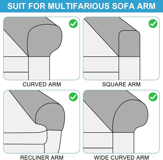 uxcell 2Pcs Stretch Armrest Covers, Polyester Soft Armchair Slipcovers Couch - Image 6