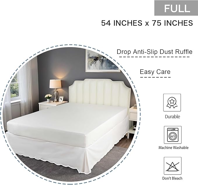 HIG Off-White Chic Full Bed Skirt - Image 2