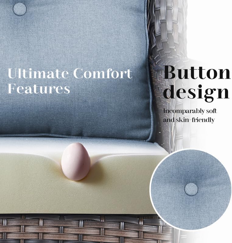 Luxury 22*24*4in Outdoor Patio Cushion, 2 Pieces Sky Blue Outdoor Cushions