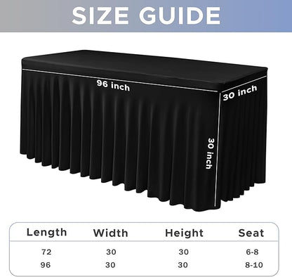 Nasitos Black Table Skirt for 8 Foot Rectangle Tables, 2 Pack - Image 4