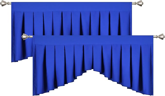 Kitchen Valances for Windows Royal Blue Rod Pocket Blackout Valance for Living - Image 3