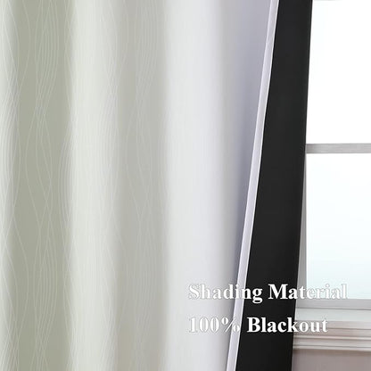 Estelar Textiler Sage and Greyish White Blackout Curtains & Drapes - Image 5