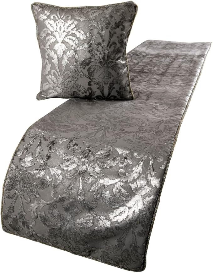 The HomeCentric Silver Bed Runner, CA King Size 86"x18" Decorative Bed Runner by TheHomeCentric
