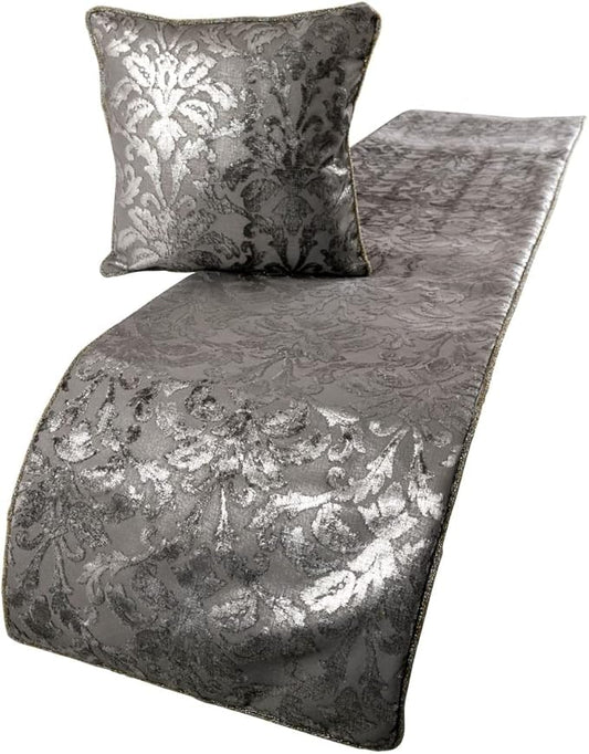 The HomeCentric Silver Bed Runner, CA King Size 86"x18" Decorative Bed Runner by TheHomeCentric