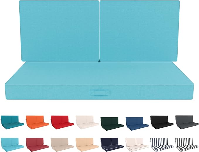 Outdoor Loveseat Cushion Set 46 x 26 Inch, Waterproof & Fade-Resistant Deep by Vulacko