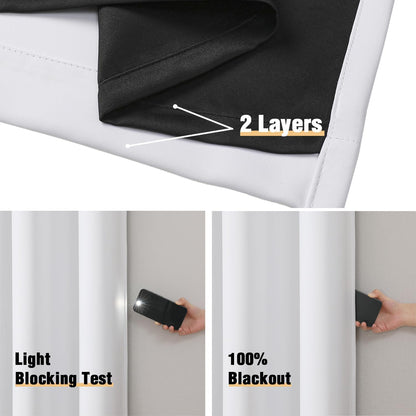 chrisdowa white 100% blackout curtains for bedroom 84, side view