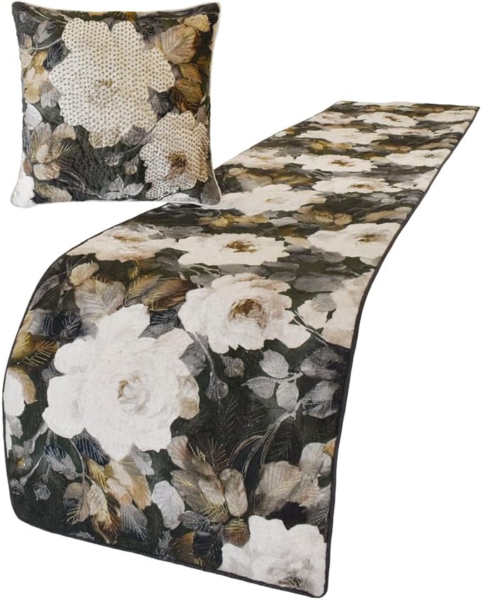 The HomeCentric King/Queen/Twin Gray & Brown Designer King 90"x18" Bed Runner - Image 2