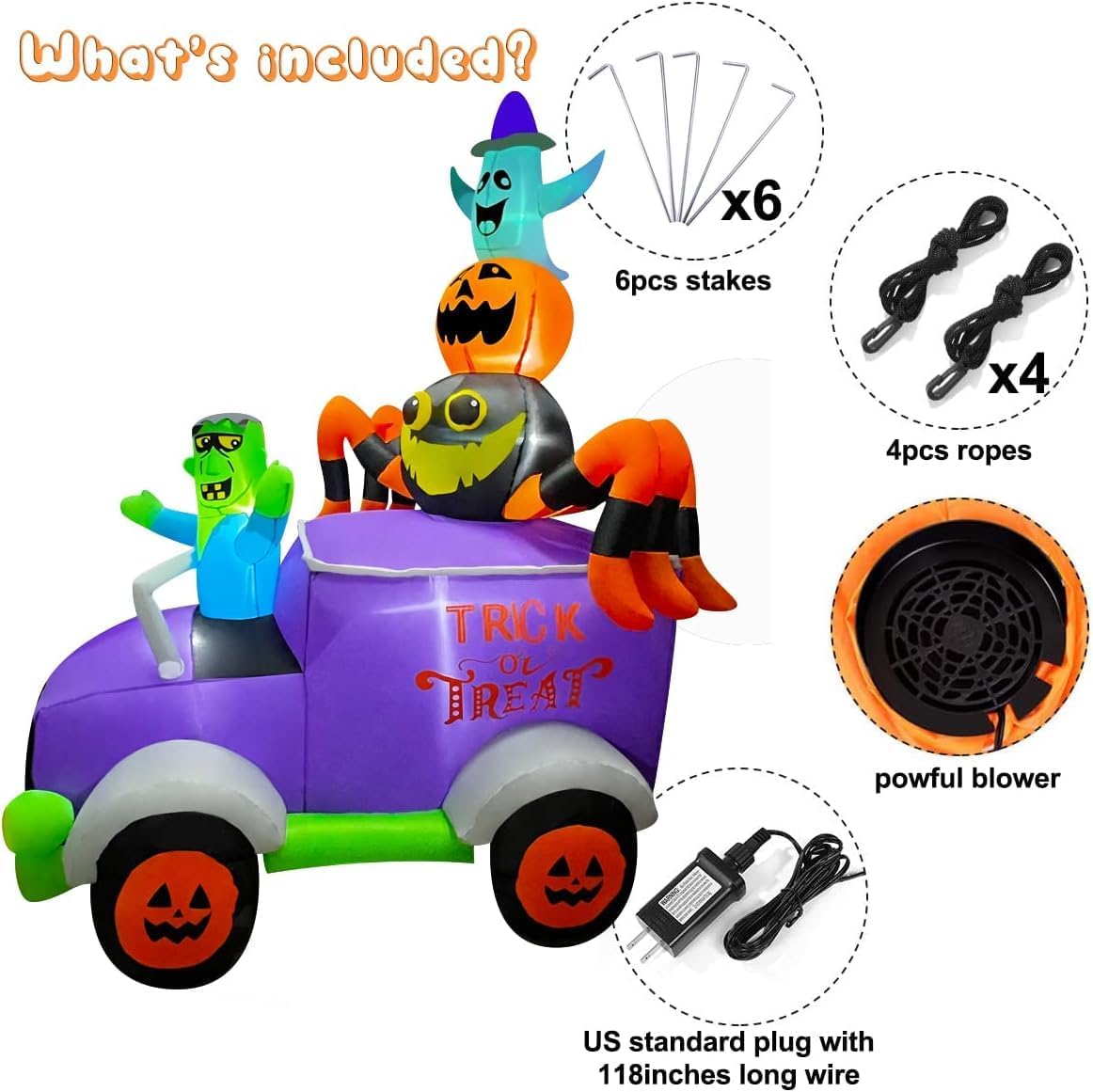 BLOWOUT FUN 8FT Halloween Inflatable Horror Frankenstein Driving Car