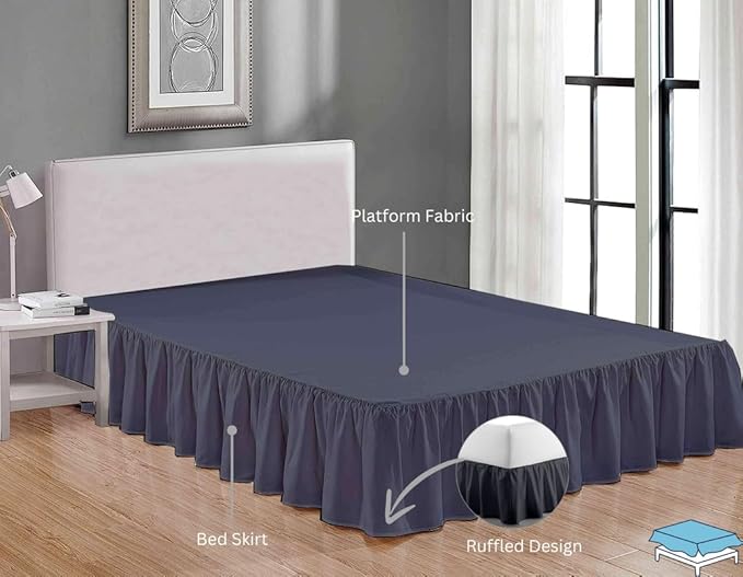 Ruffle Bed Skirt with Split Corners, Microfiber Dust Ruffled - Image 4