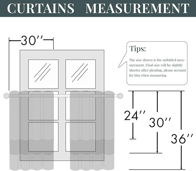 Leeva Floral Print Short Window Curtains, Farmhouse Style Soft Faux Linen Half - Image 3
