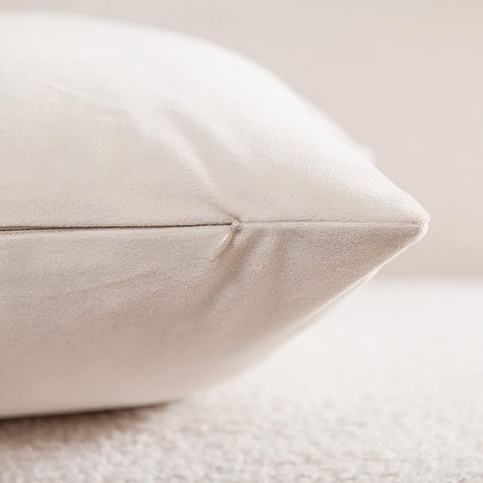 Couch Pillow Covers 20x20 Cream: 2 Pack Cozy Soft Polyester Square Throw Pillow - Image 2