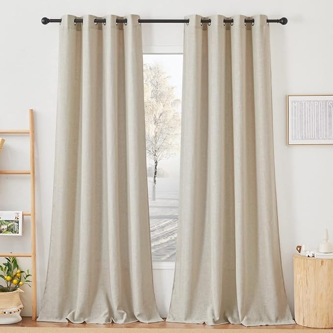 NICETOWN Living Room Curtains Linen Blend 96 inches Long, Grommet Semi Sheer by NICETOWN