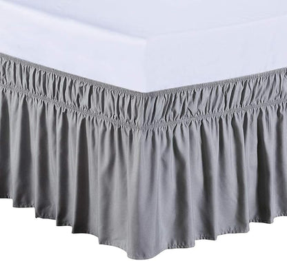 MEILA Wrap Around Bed Skirt Three Fabric Sides Elastic Dust Ruffled 16 Inch by MEILA