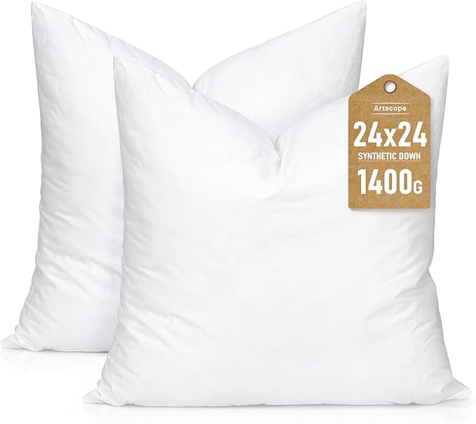 Artscope Synthetic Down Pillow Insert, 24x24 Down Alternative Throw Pillow by Artscope