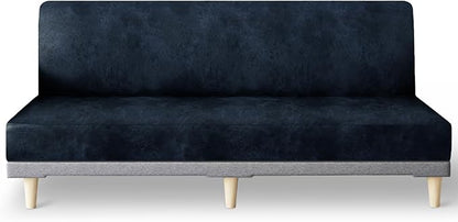molasofa Leather Like Stretch Futon Slipcover Armless Futon Bed Sofa Cover by Molasofa