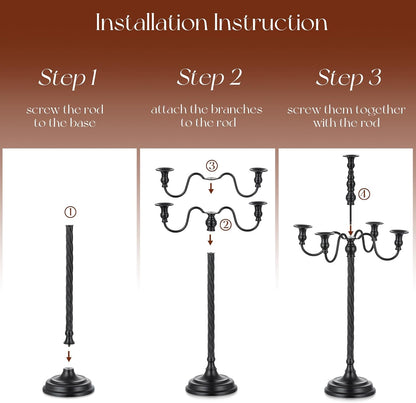 Candeldo 28 Inches Black Floor Candelabra Halloween Decorations Set of 2