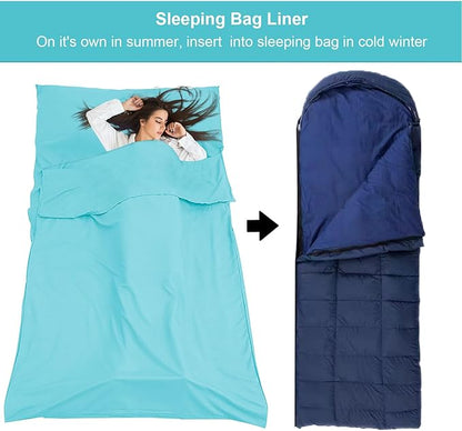 Sleeping Bag Liner, Travel Sheet & Adult Sleep Sack, Camping Sheets Travel - Image 4