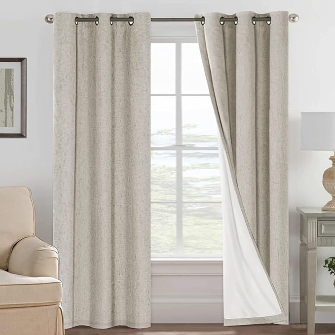 H.VERSAILTEX Primitive Linen Curtains 100% Blackout Curtain Drapes Burlap by HVERSAILTEX