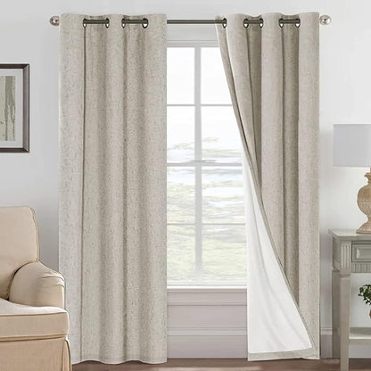 H.VERSAILTEX Primitive Linen Curtains 100% Blackout Curtain Drapes Burlap by HVERSAILTEX