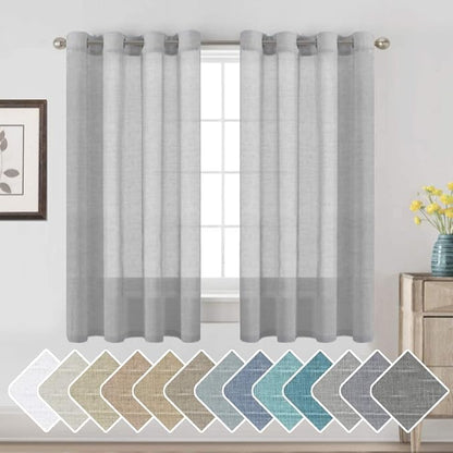 H.VERSAILTEX Linen Curtains Natural Linen Semi-Sheer Curtains 2 Panels Nickel by HVERSAILTEX