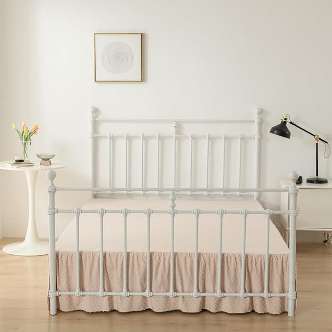 Tufted Dot Bed Skirt Queen Size Ruffled Bed Skirt - Image 5