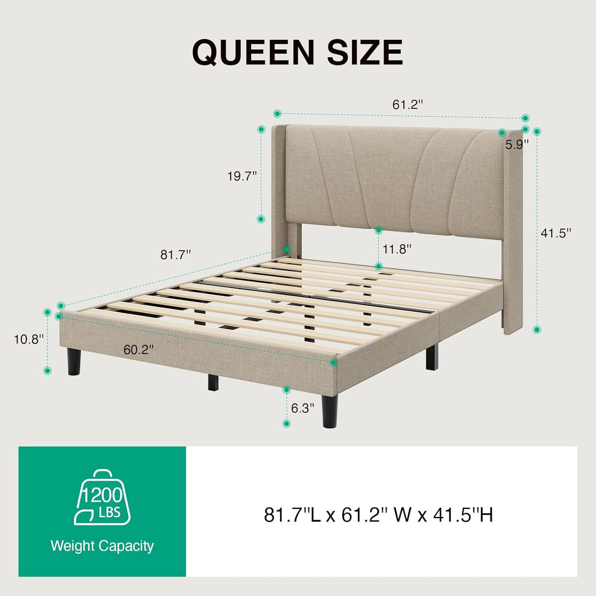 novilla queen size bed frame, queen bed frame shown in use