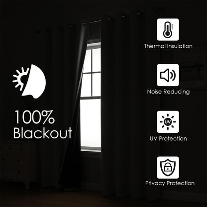 chrisdowa white 100% blackout curtains for bedroom 84 shown in use