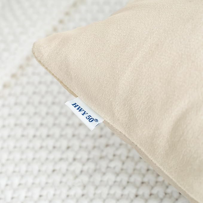 HWY 50 Cream White Velvet Rectangular Throw Pillow Covers 12x20 Inch - Image 4