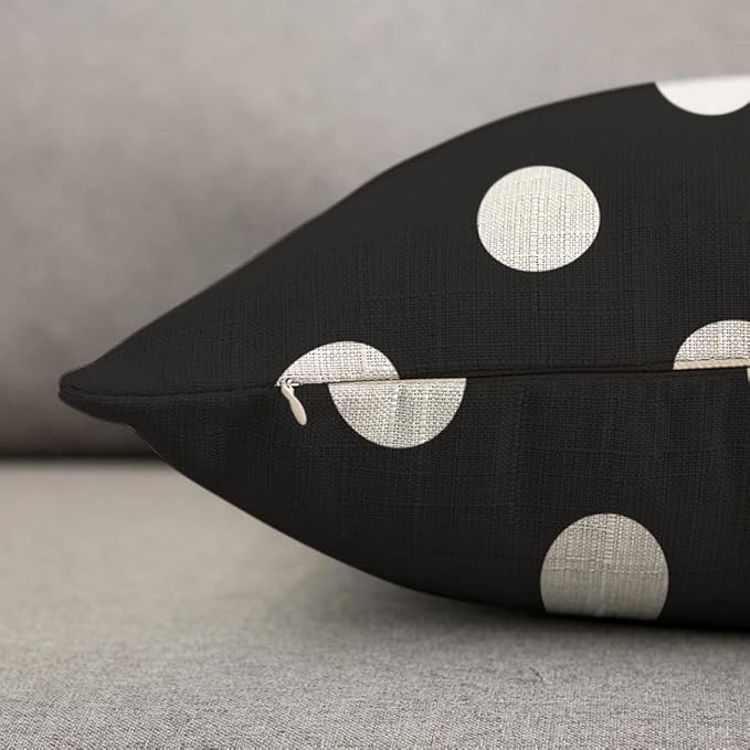 TKS MITLAN White Polka Dot Decorative Pillow Covers on The Black Background - Image 6
